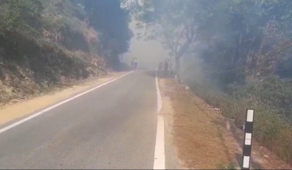 A massive fire broke out in the forests of Mandakhal, traffic remained disrupted.